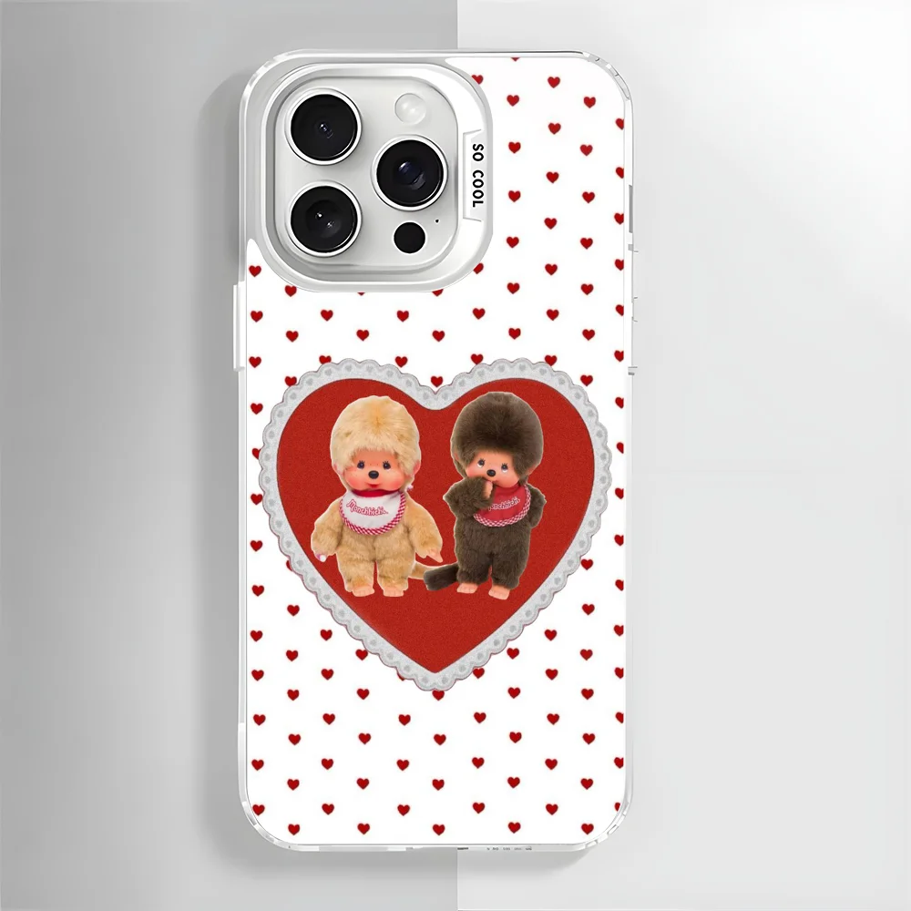 Милый мультяшный чехол для телефона M-Monchhichi iPhone 16 15 14 13 12 11 Pro Max белый матовый