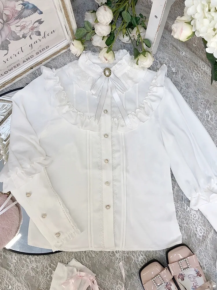 Женская винтажная блузка с оборками Готическая кружевная в викторианском стиле