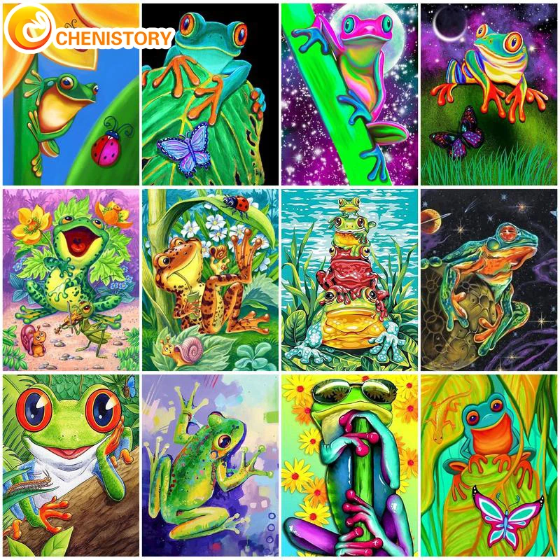 

CHENISTORY DIY Painting By Numbers Kits Frog Animal Acrylic Paint By Numbers For Adults Pictures Modern Wall Home Decor Art