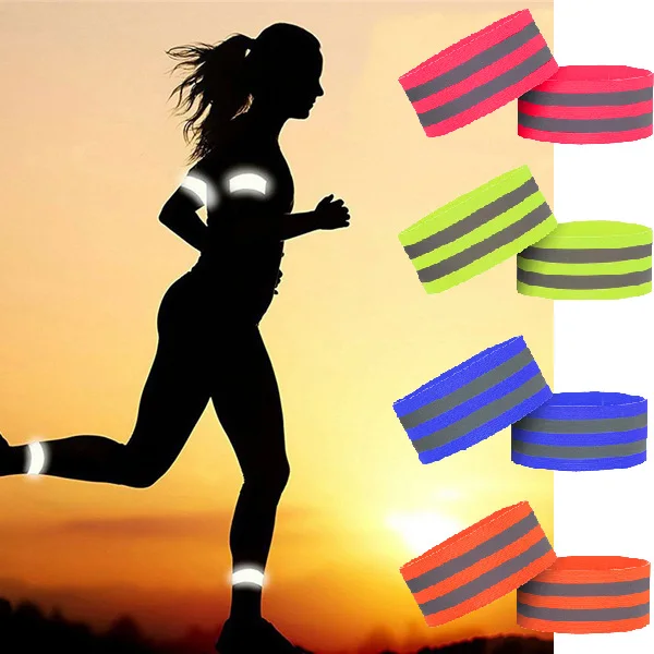 

Outdoor Reflective Armbands Ankle Straps Adjustable Cycling Night Running Wristbands High Visibility Safety Reflector Tape