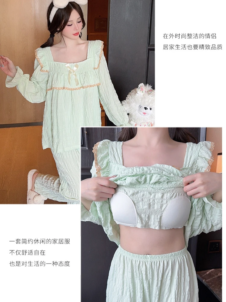 Модель 5XL милая весенне-осенняя Пижама женская Свободная Домашняя одежда с