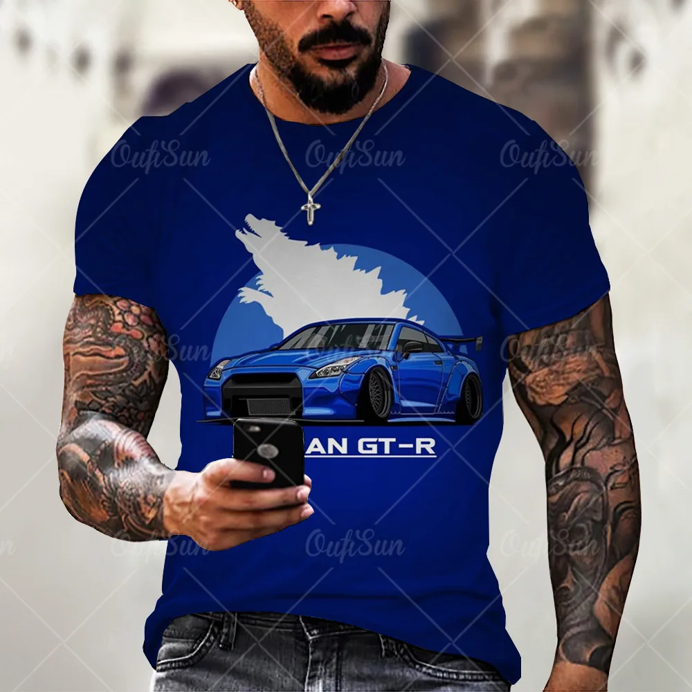 

Blue Racing Summer Men 3D Printed T Shirt Free Shipping Daily Casual Round Neck Short Sleeve Tees Plus Size Top camisetas