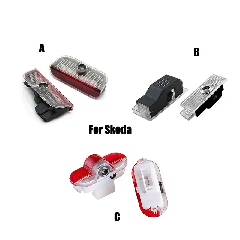 

2PCS LED Car Door Courtesy Decoration Logo Projector Ghost Lights Fit For Skoda Superb Roomster Fabia Octavia A5 A7 Octavia 2 3