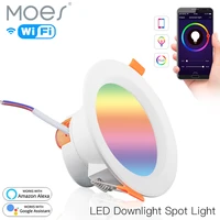 moes wifi smart led downlight dimming round spot light 7w rgb color changing warm cool light led work with alexa google home