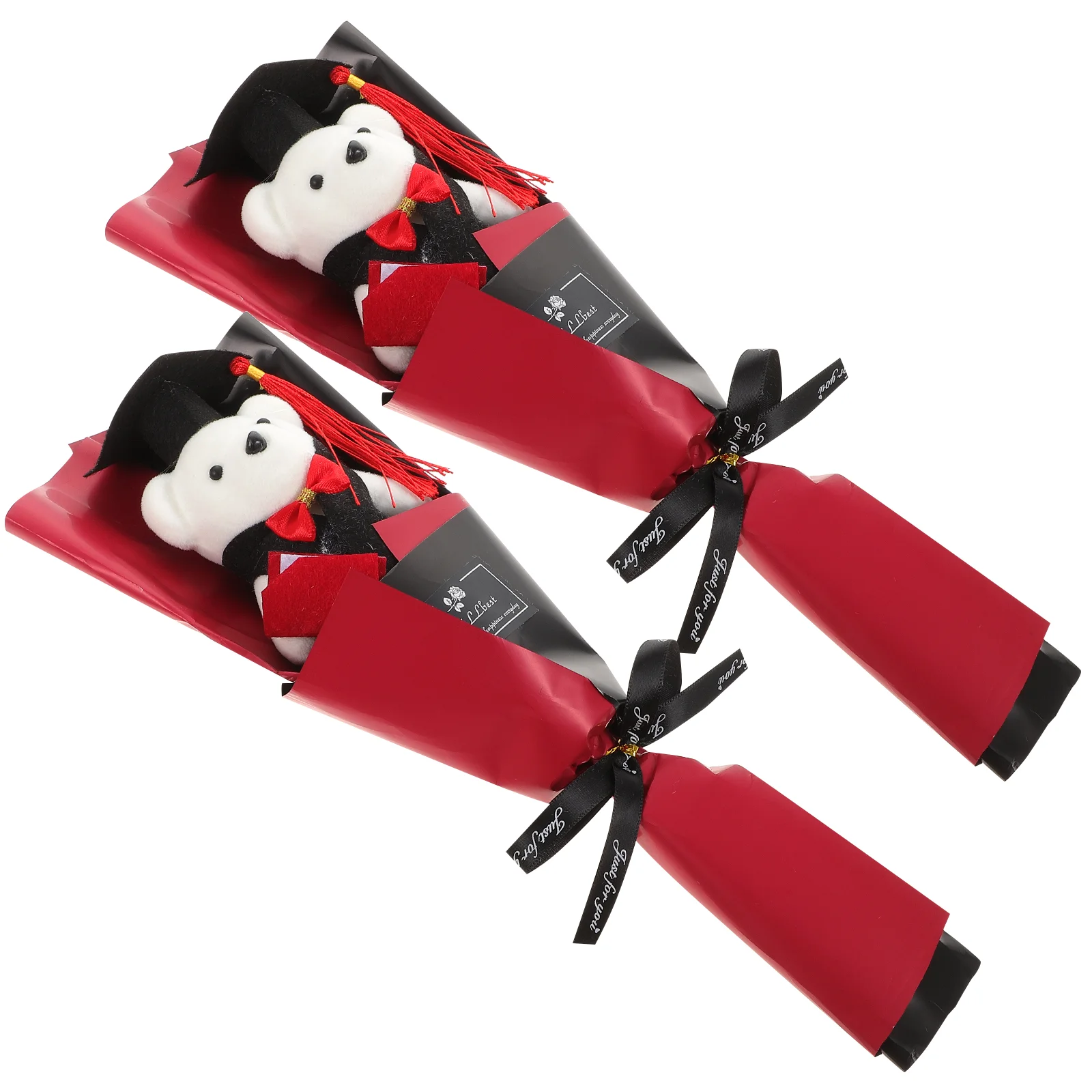 

2 Pcs Graduation Bouquet Decoration Ornament Rose Decorations Roses Fresh Flowers Plush Toy