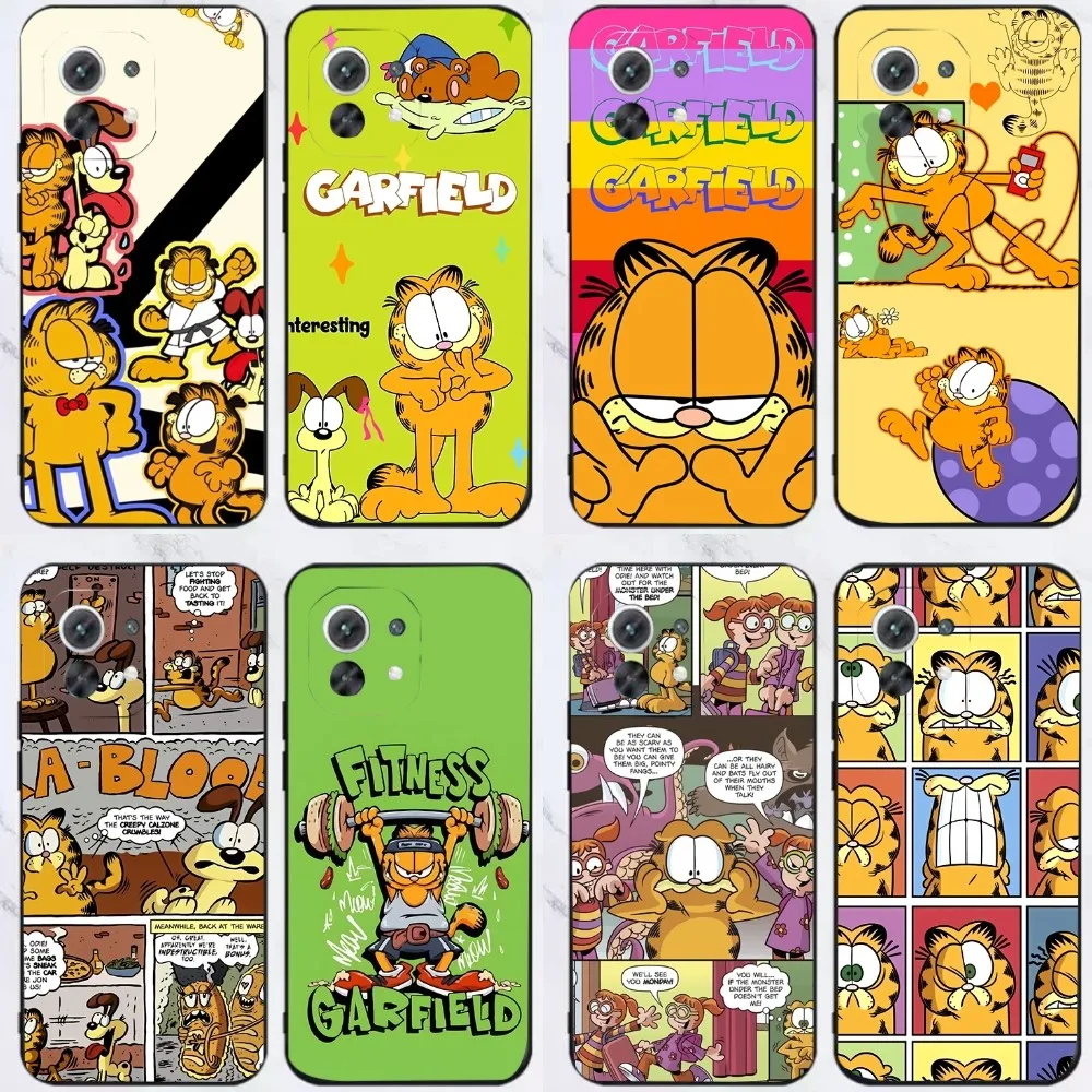 Cute G-Garfield-Cat Phone Case For Xiaomi 11 Redmi Note 5G 8T 9A 9 10T Note8Pro Note9 12SUltra Black