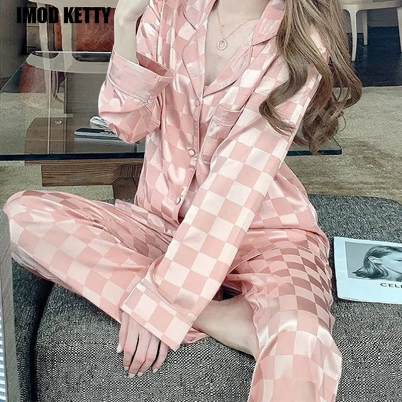 

New Home Wear Lace V-neck All-match Spring Cozy Korean Fashion 2023 Harajuku Ladies Simple Pajama Sets for Women Ins Long Sleeve