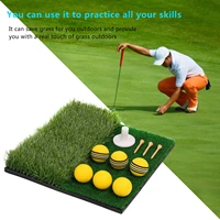 real grass touch golf practice mat set two color non slip durable training mat non slip pp nylon grass wooden golf tee