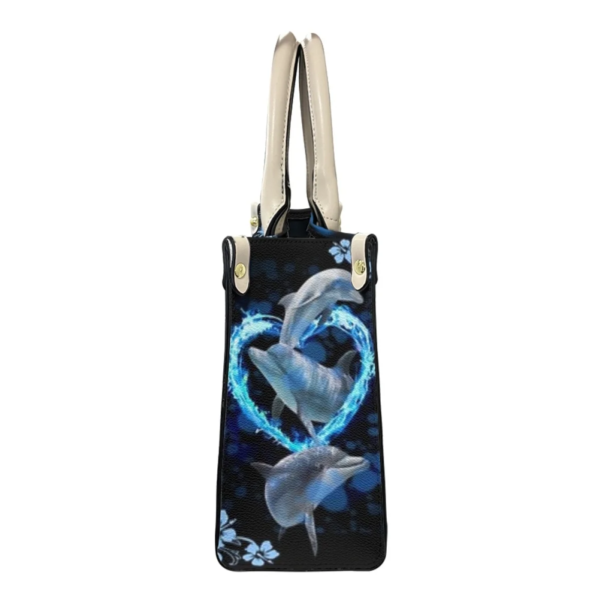 Belidome Blue Dolphin Floral Design Luxury Pureses and Handbags For Womens Top Handle Satchel Shoulder Bags Messenger Tote Bag