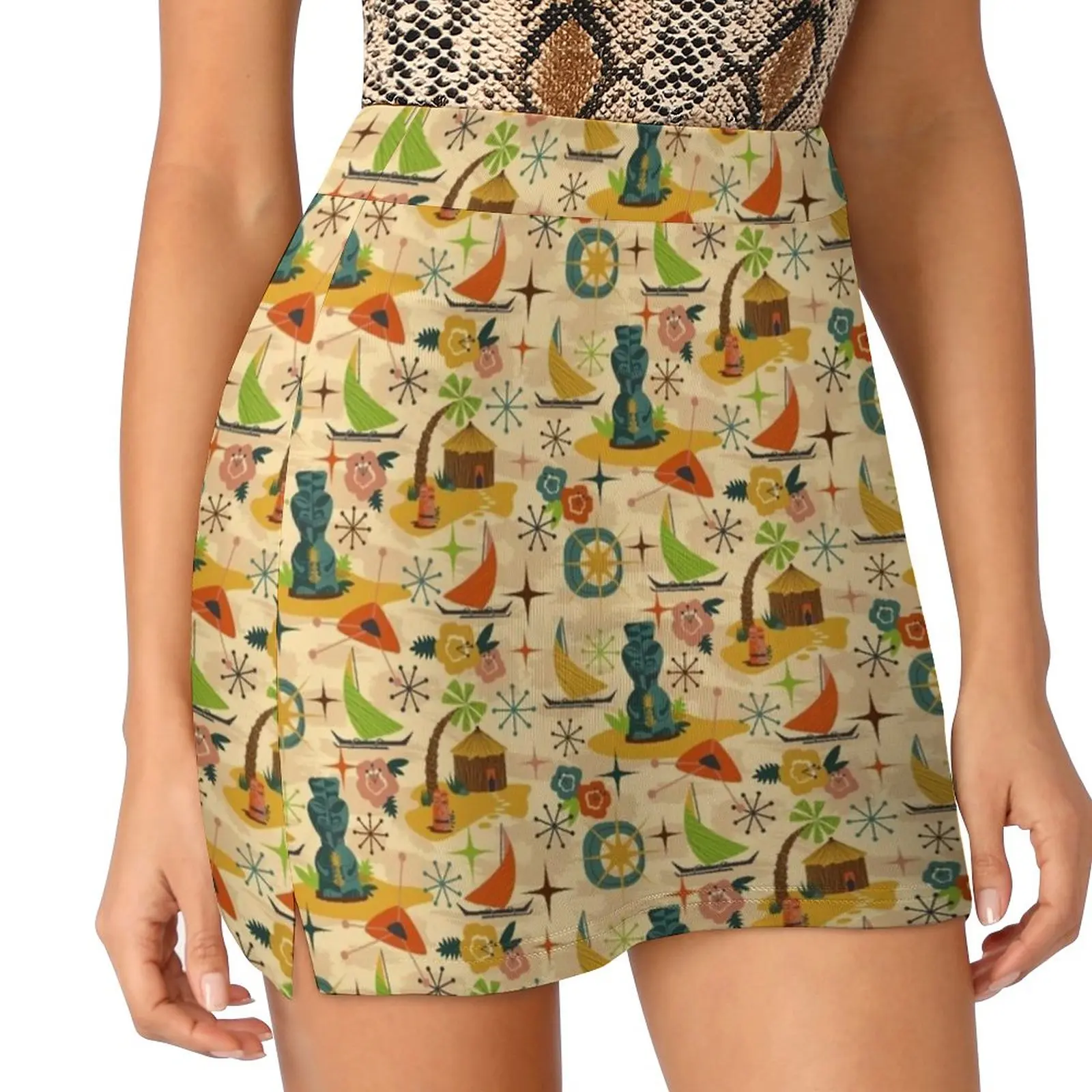 Mid Mod Tiki Женская юбка Y2K Летняя одежда 2022 брючная в стиле Kpop с карманом Midcentury Modern