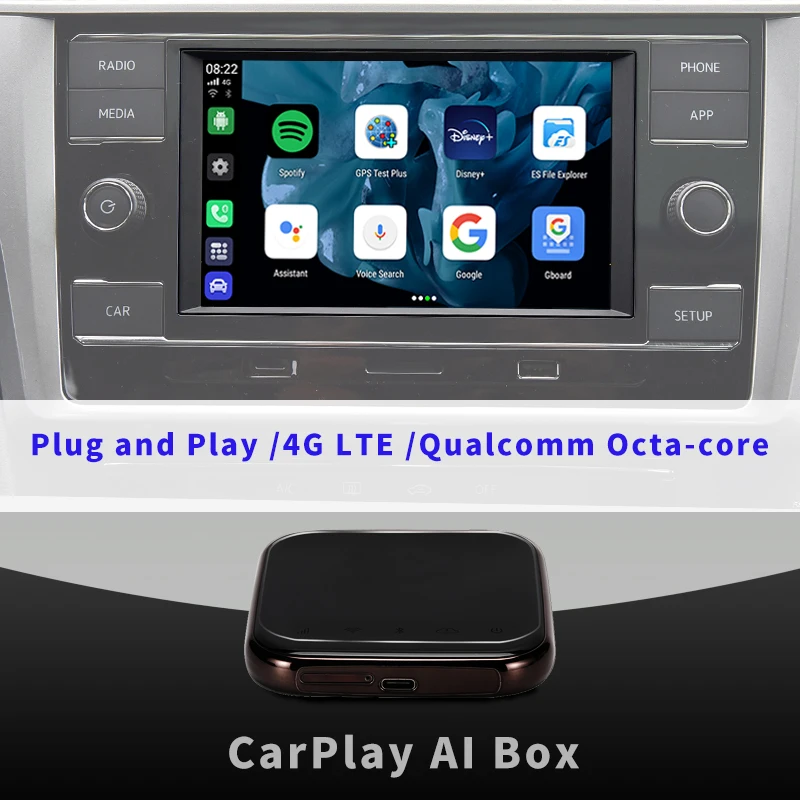 $185.82 Carplay Ai Box Wireless Carplay Android Box Car Multimedia Player 4+64G Plug Play for Apple Carplay Audio Volvo Ford Benz VW