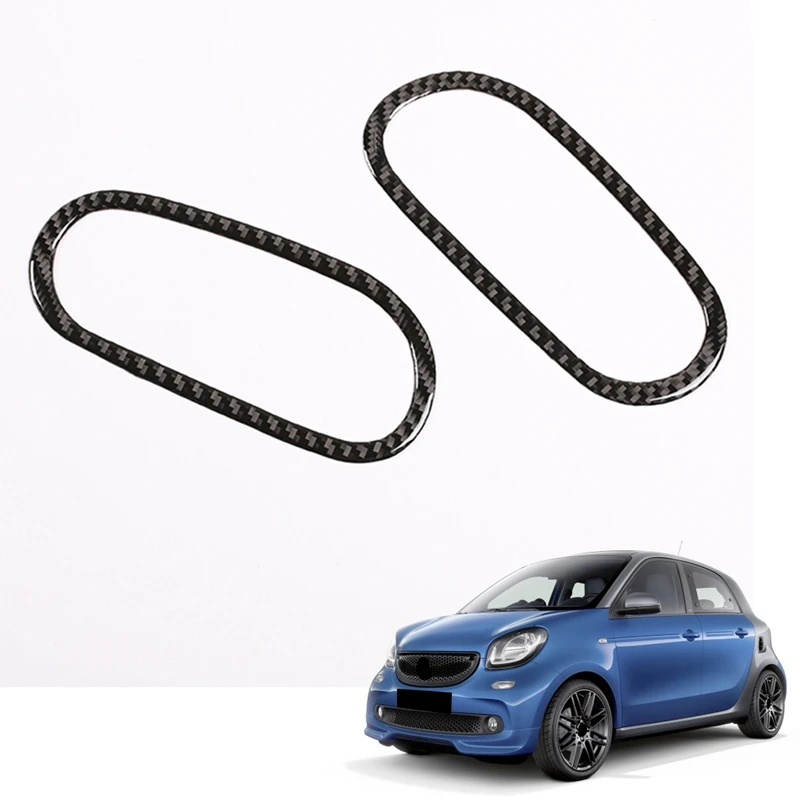 Carbon Fiber Style Front Fog Light Lamp Cover Trim Foglight Bezel Decoration Frame For Benz Smart 453 Fortwo 2016-2021