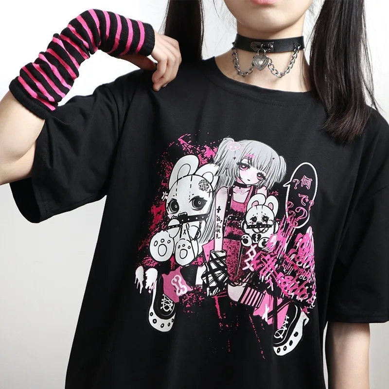 

2022 Funny Women T Shirt Gothic Vintage Short Sleeve T-shirt Female Harajuku Summer Fashion Woman Blouses 2022 Clothes Tops y2k