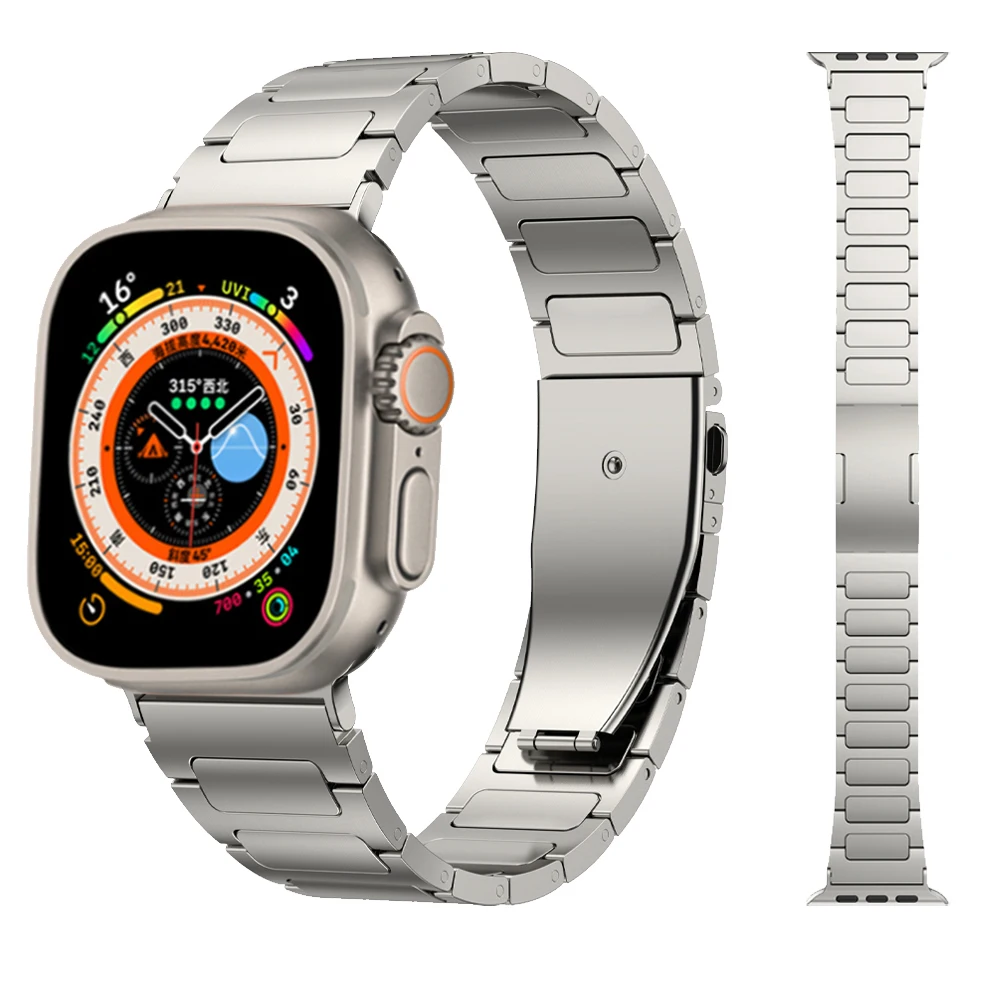 

Ремешок из титанового сплава для Apple Watch Band 8 Ultra 7 6, Роскошный металлический мужской деловой браслет для iWatch 49 мм 41 45 мм 44 40 мм Series SE 5