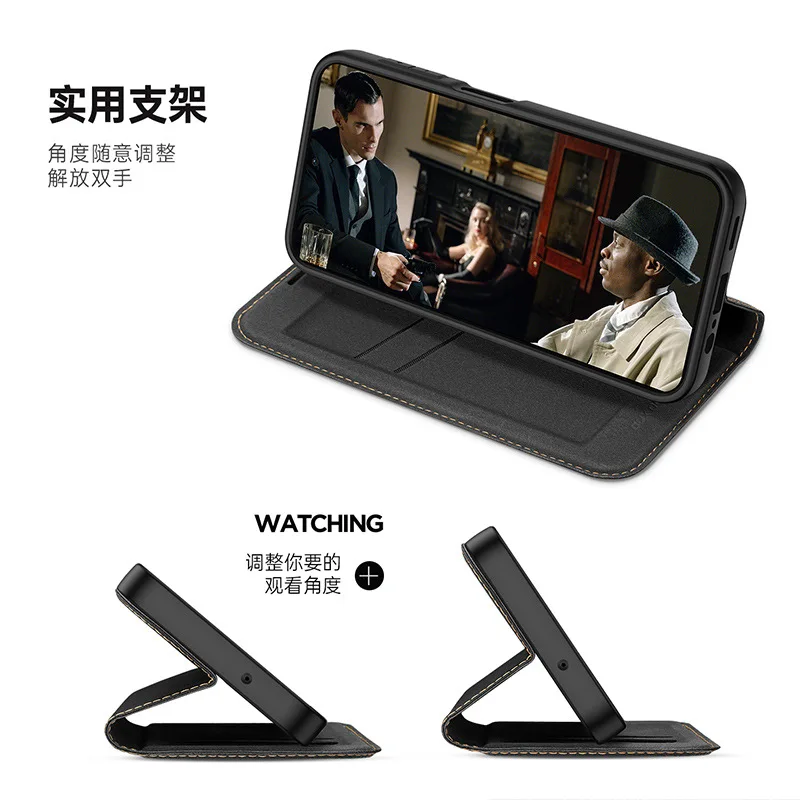 Dux Ducis Luxury Genuine Litchi Grain Leather Wallet Case For Samsung Galaxy A14 S23 Plus Ultra 5g Card Holder Comfortable Cover