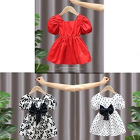 2022 summer toddler girl clothes cute puff sleeve princess dress floral bow polka dot little girl net red princess dress