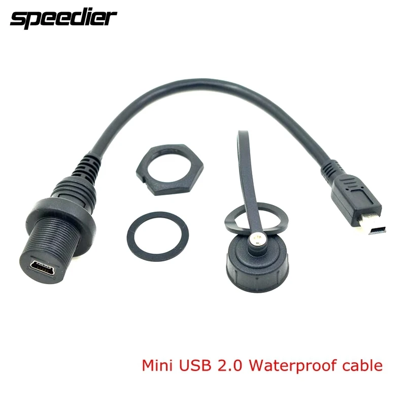 

0,2 м 1 м Mini USB 2,0 IP67 водонепроницаемый кабель, Mini USB2.0 «штырь-гнездо» IP 67 водонепроницаемый панельный соединитель Удлинительный шнур