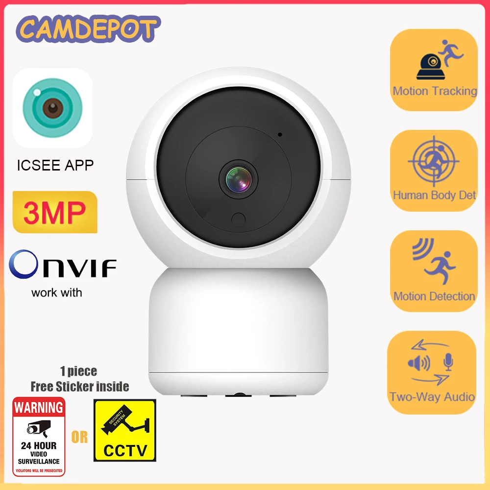 IP Camera Wifi 3MP PTZ Alarm Auto Track Security CCTV 2.4Ghz TF Card Cloud Storage Onvif For NVR Video Surveillance Camera ICSEE
