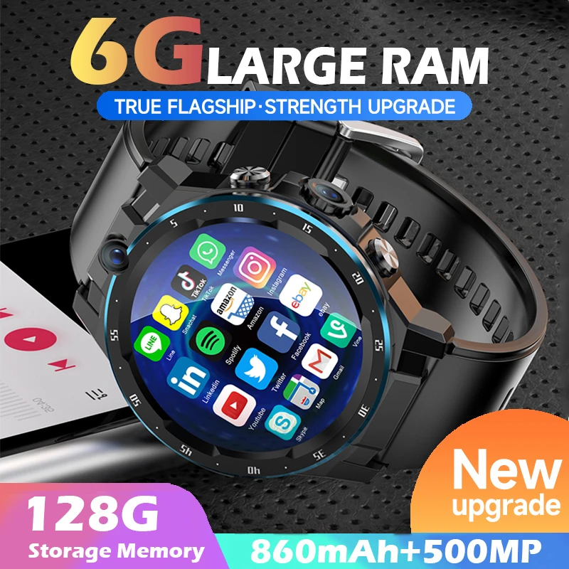 

NEW 4G Upgrade 8 Core CPU 6G 128G Android 10 A5 1.43" Screen Smart Watch NFC Adult GPS WiFi 900mAh SIM Call 5MP Men Smartwatch