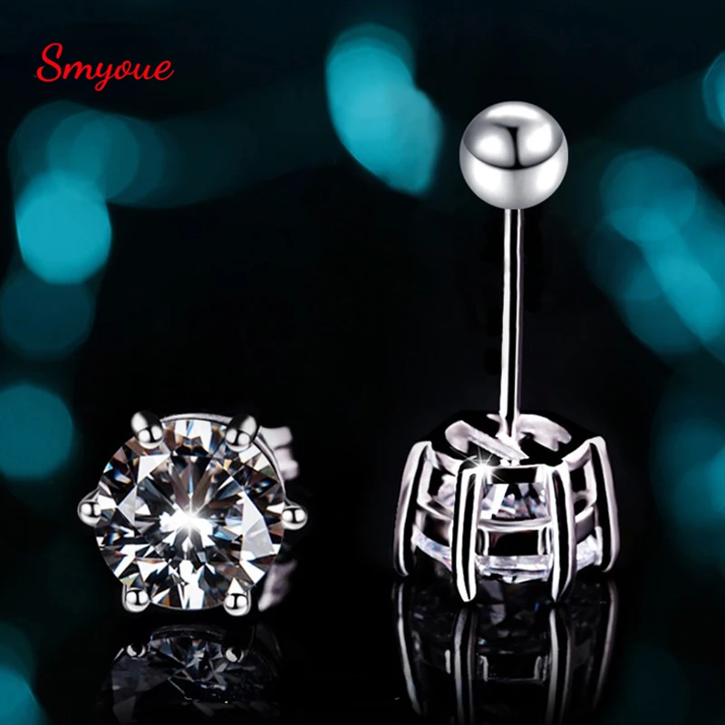 

Smyoue GRA 1CT Moissanite Stud Earrings For Women Classic Six-claw Sparkling Wedding Bride Jewelry S925 Sterling Silver Earring