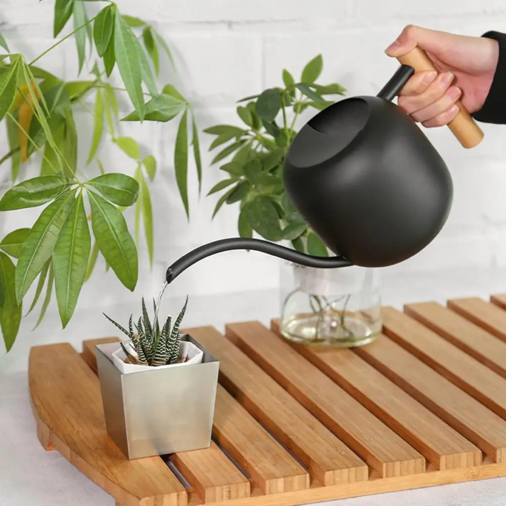 

1000ML/1200ML Watering Can with Long Spout Stainless Steel Large Capacity Wooden Handle Indoor Plants Flowers Watering Pot