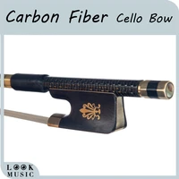 professional 44 carbon fiber cello bow golden silk braided carbon fiber round stick aaa grade horsehair fast response