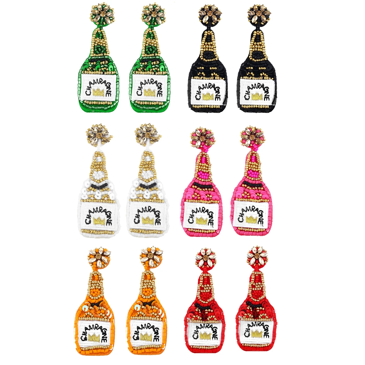 

Bohemian Beads Ear Studs For Women Creative Beer Bottle Beaded Sequins Earrings Pendant Earrings Handmade Brand Design Jewelry