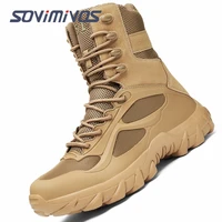 winter military tactical boots for men leather outdoors round toe sneakers men combat desert high ankle boots black casual shoes