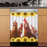 homega famhouse rooster dishwasher magnet covers kitchen decorativefarm sunflower fridge door magnet covercountry chicken ref