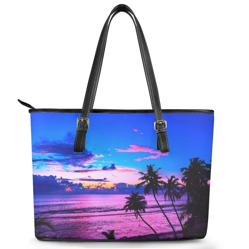 

Hawaiian Beach Pattern Design Casual Cross Women Go Out Fashion Large Capacity Handbag Luxury Pu Bag