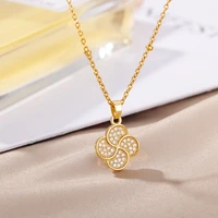 retro zircon heart clover pendants necklaces for women love clavicle chains choker necklace luxury jewelry birthday gift