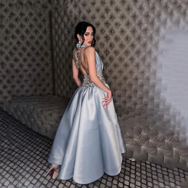 Вечернее платье-трапеция Aleeshuo роскошное блестящее платье с открытой спиной