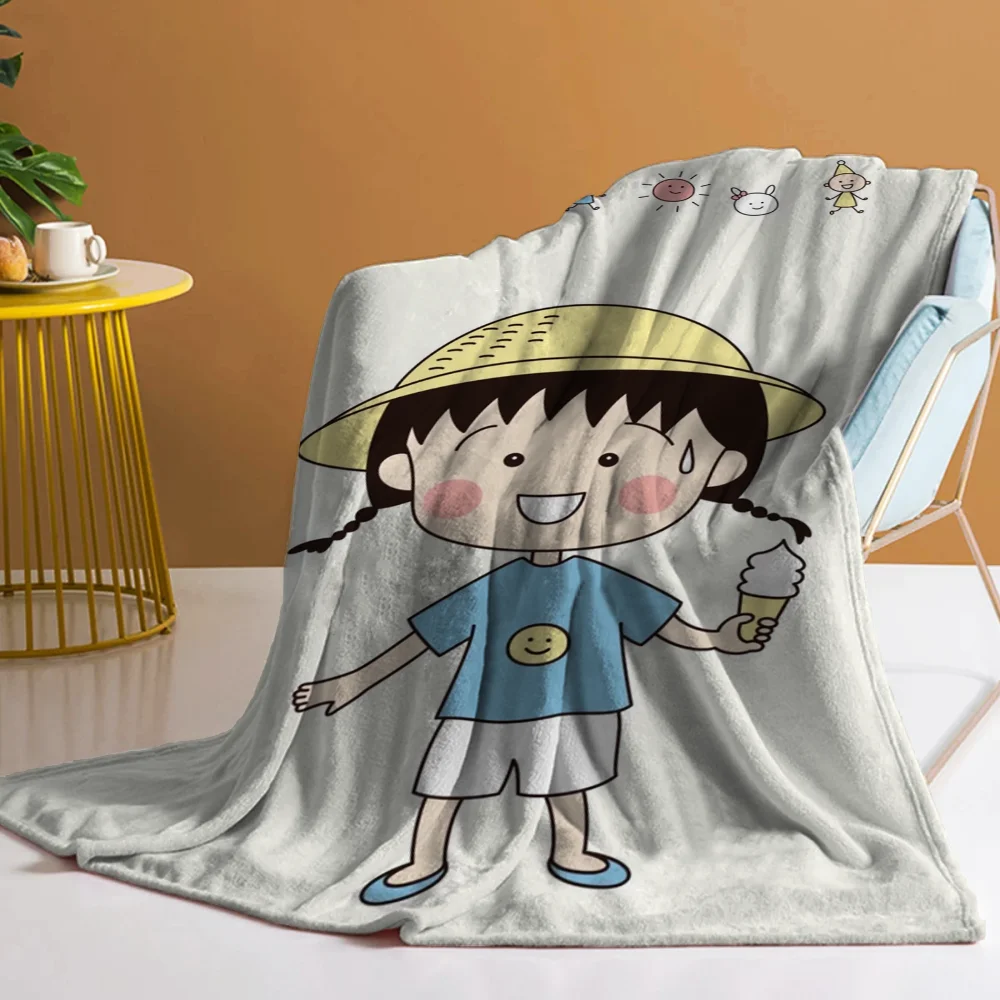Плюшевое флисовое одеяло Chibi Maruko-chan зимнее покрывало для спальни домашний декор