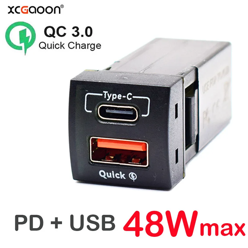 

Зарядное устройство USB Type-C PD для Toyota Corolla RAV4 Camry, 24 В, 12 В, 48 Вт, QC 3,0