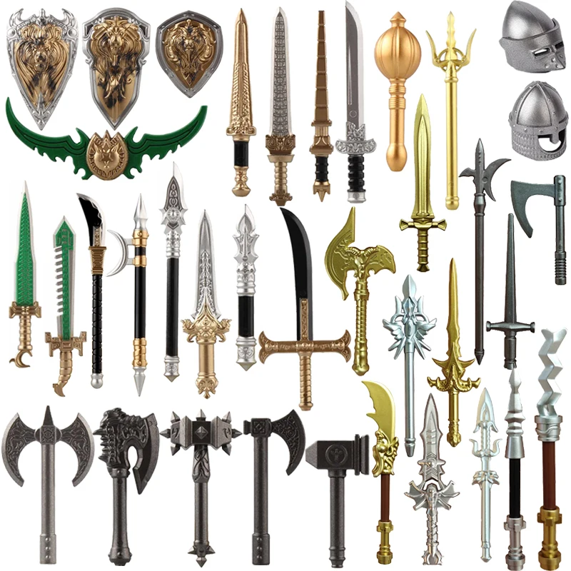 Средневековые военные строительные блоки экшн-фигурка оружие король Райан меч