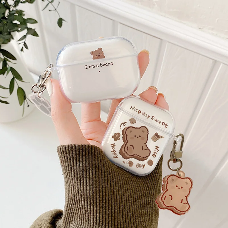 

Lovely Bear Cover For Airpods 1 2 3 Earphone Coque Soft Fundas Case Earpods For Apple Airpod Pro 3 2021 Box Bag With Ornament