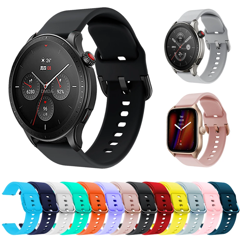 

Sports Soft Silicone Strap For Huami Amazfit GTR 4 3 Pro 2e 47mm 42mm Band Stratos GTS 4 mini Bip Rubber 20 22mm Belt Wristbands