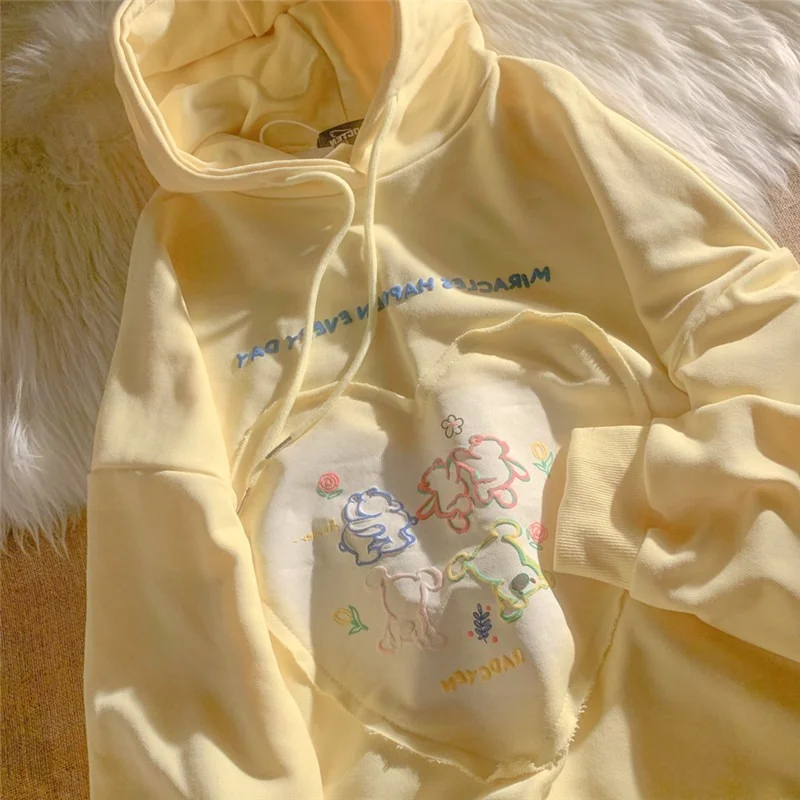 

Винтажные женские толстовки в стиле Харадзюку с милым принтом, корейские свитшоты в стиле ретро, японская толстовка с капюшоном