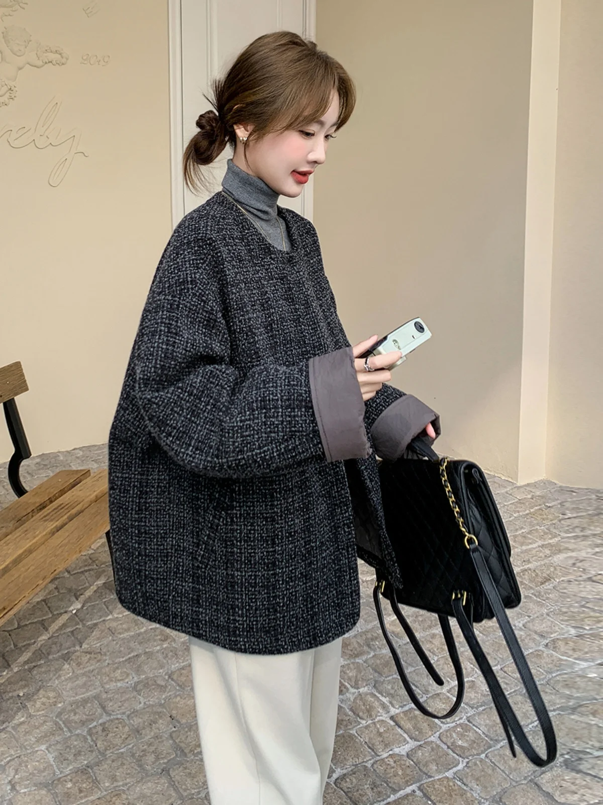 Черный изящный пуховик с хлопковой подкладкой верхняя одежда для женщин осень и