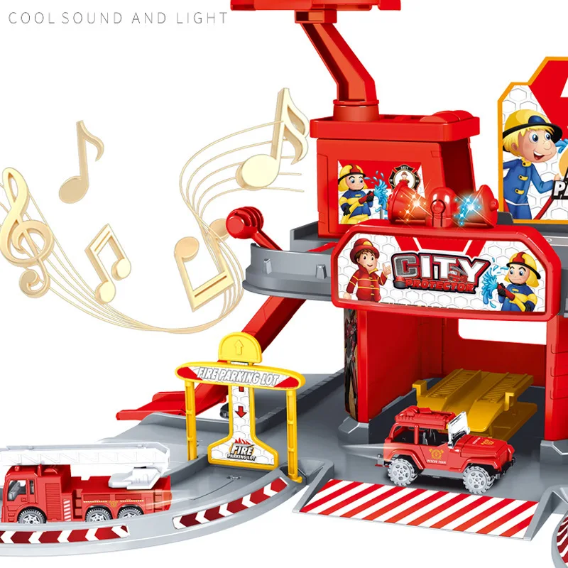 Электрический трек для строительства парковочного автомобиля, многофункциональная парковочная площадка, рельсовый автомобиль, головоломка в сборе для детей, «сделай сам», многослойный рельсовый автомобиль