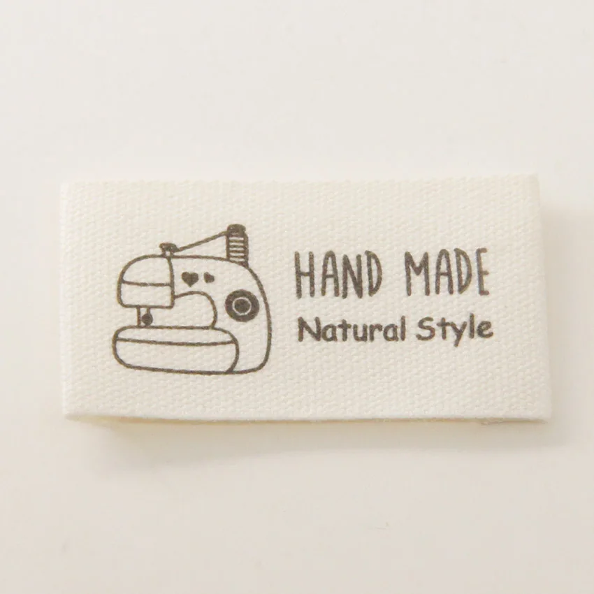 Хлопковые этикетки ручной работы с черным медведем Тедди для швейной машины