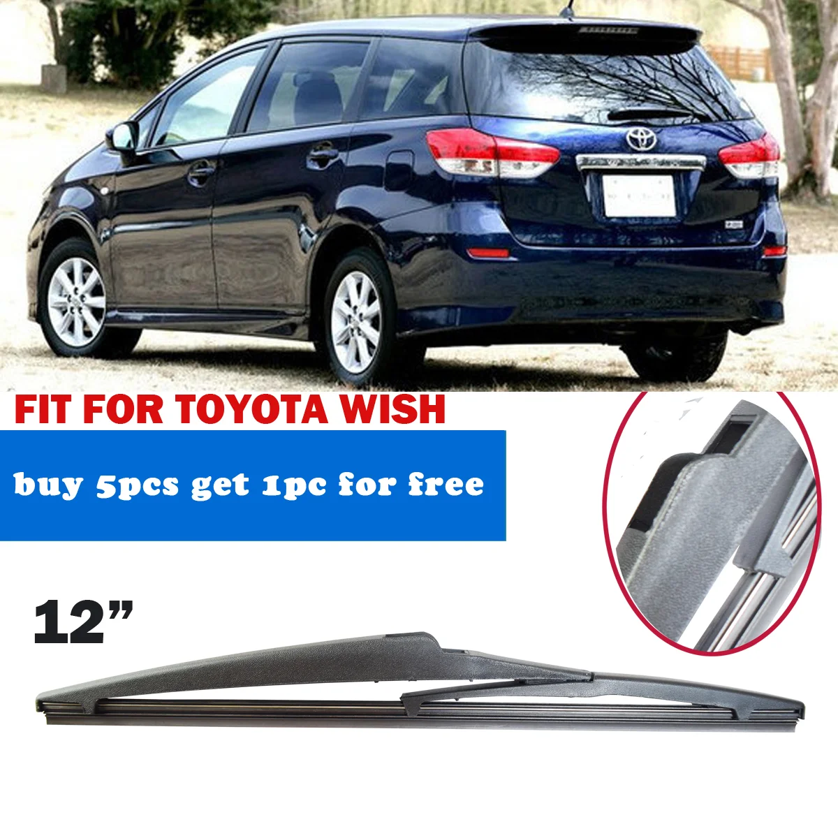 

1PC Car Rear Wiper Blade 12" Windscreen Windshield Auto for Toyota WISH YC102008-WISH