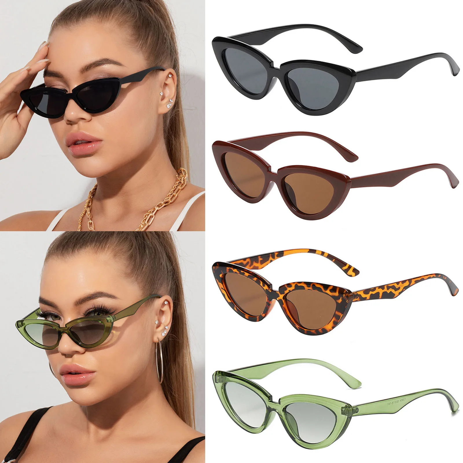 

Women Oval Cat Eye Sunglasses Vintage Wrapped Driving Fishing Goggle Black High Quality Anti-glare Chameleon Oculos De Sol