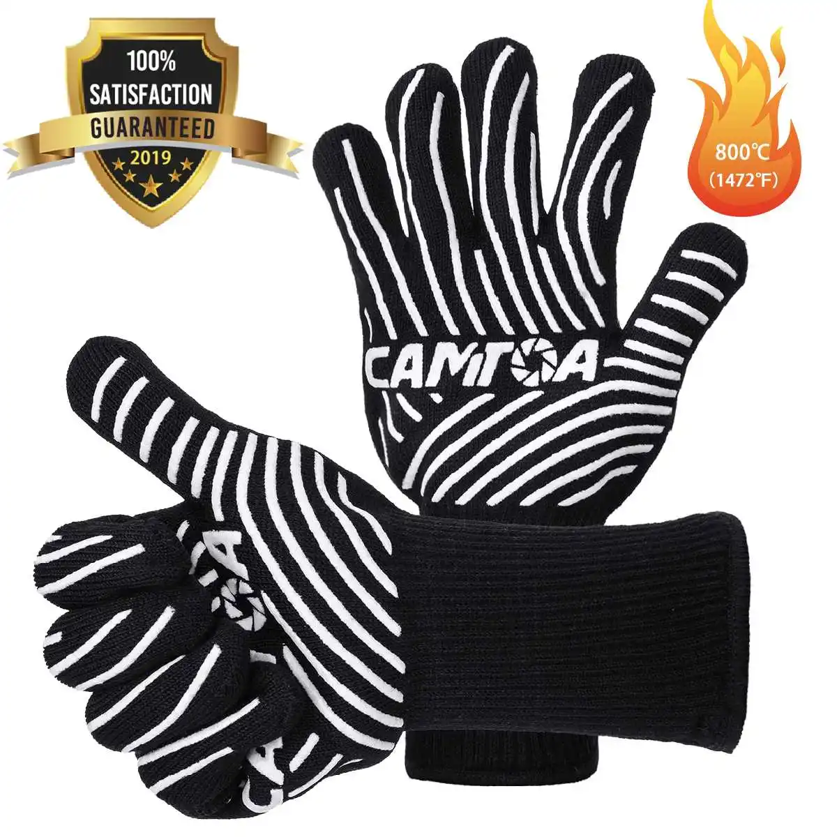 

2PCS BBQ Gloves High Temperature Resistance Oven Mitts 500 800 Degrees Fireproof Barbecue Heat Insulation Microwave Oven Gloves