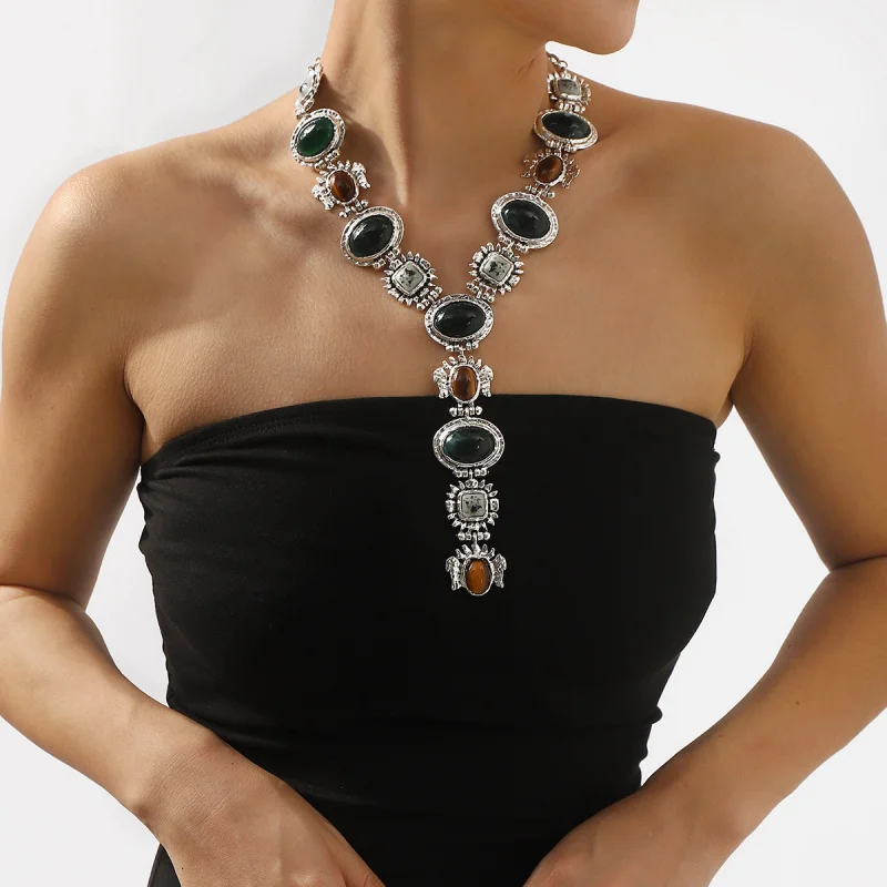 Ретро Барокко Ковбой Смола Камень Подвески Ожерелье Этнический Стиль Колье