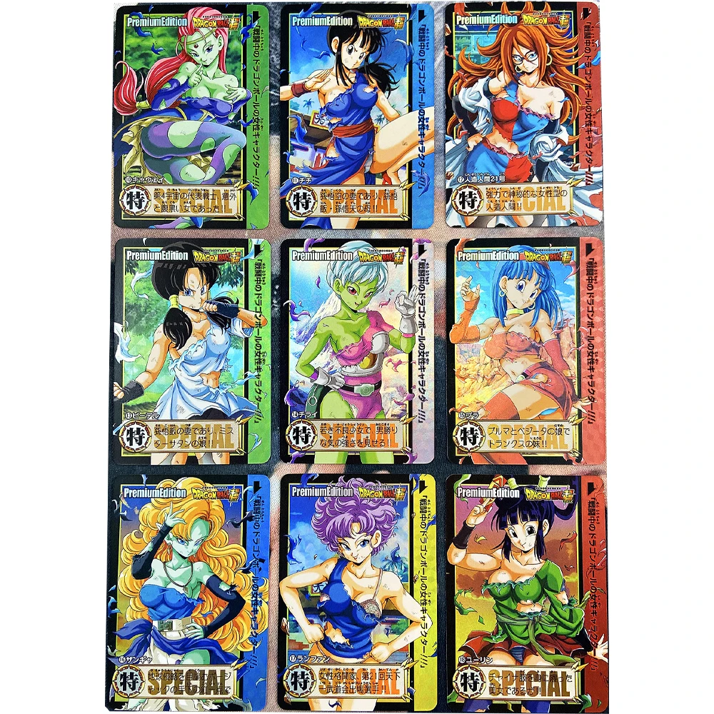 9Pcs/set Dragon Ball Beautiful Girl Flash Cards Small Set Card Bulma Videl Android 18 Sexy Kawaii Anime Collector Gift Toy - купить по