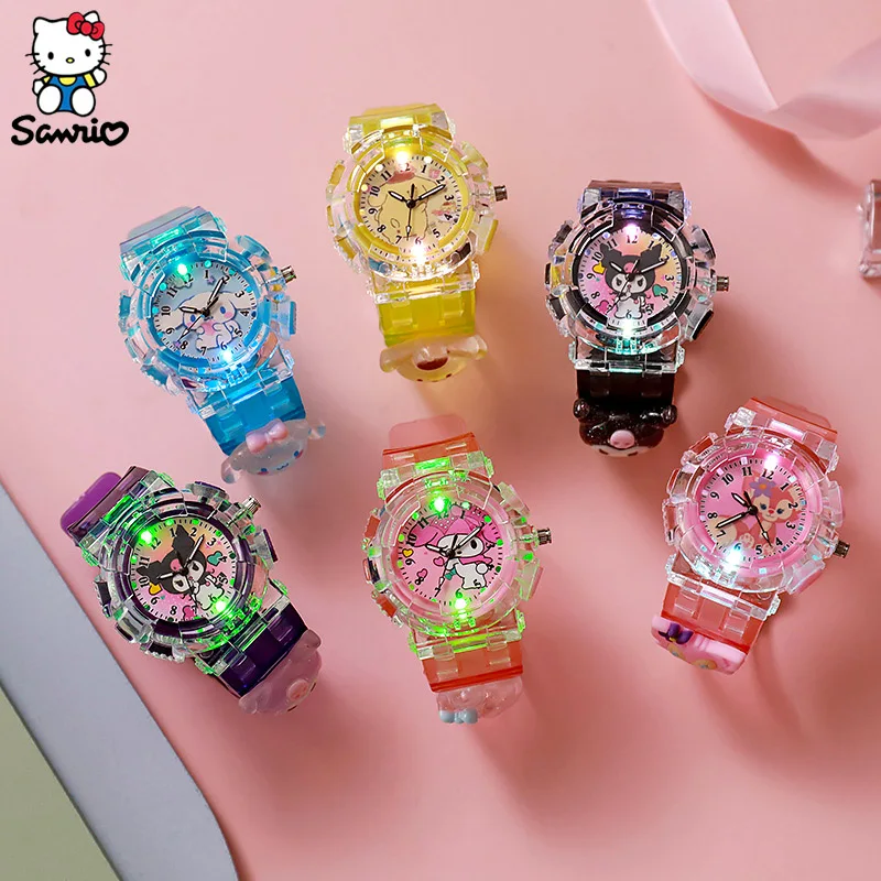 Женские часы Kawaii Kuromi My Melody Cinnamoroll детские со светодиодным светящимся браслетом