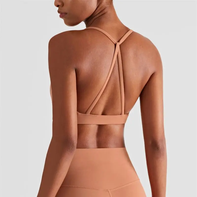 Women Backless Sports Bra Gym Triangle Beautiful Back Yoga Tank Top Fitness Crop Top Push-up Tight  Sexy Underwear Sportswear