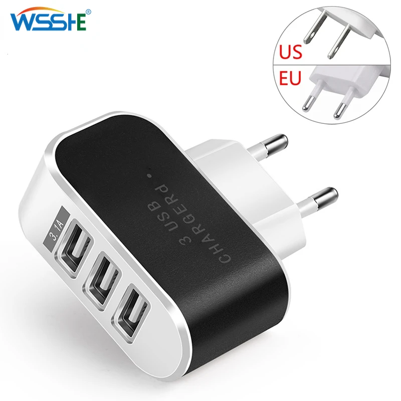 

Universal 3 Ports USB Charger 2A EU Plug Fast Charging Smart Mobile Phone Charger Adapter for Iphone 13 Samsung Huawei Tablet