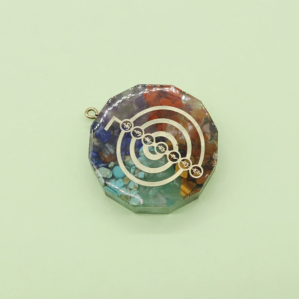 Модный натуральный камень семь чакр кулон из смолы оргональный духовный